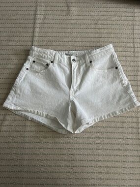 Abercrombie & Fitch White Denim Mid Rise A line Short